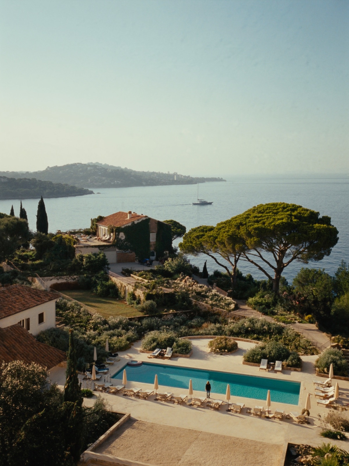 A grand villa in a private park of umbrella pines above the Mediterranean near Saint-Tropez